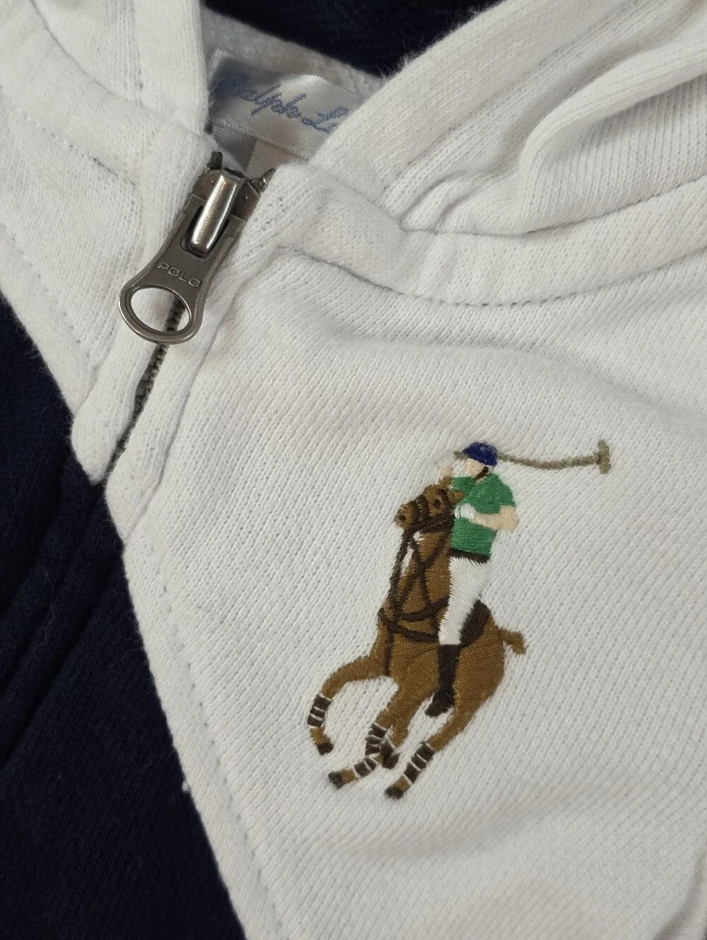 Ralph Lauren Baby Polo Hoodie Zip Jacket 6M Big Flesh Pony Colorblock Cotton